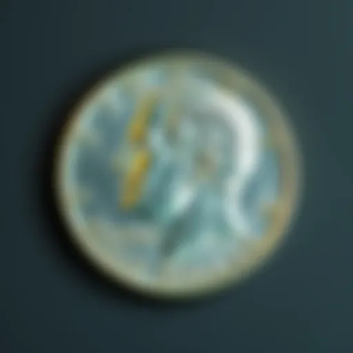 Close-up of a 1971 half dollar coin without mint mark showing its design and details