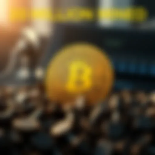 A graphic showing a Bitcoin with a counter indicating the milestone of 20 million Bitcoins mined, emphasizing the scarcity with only 1 million left to mine.