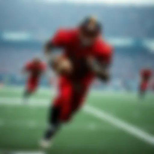 O.J. Simpson running with a football during a game, showcasing his athleticism and sport legacy