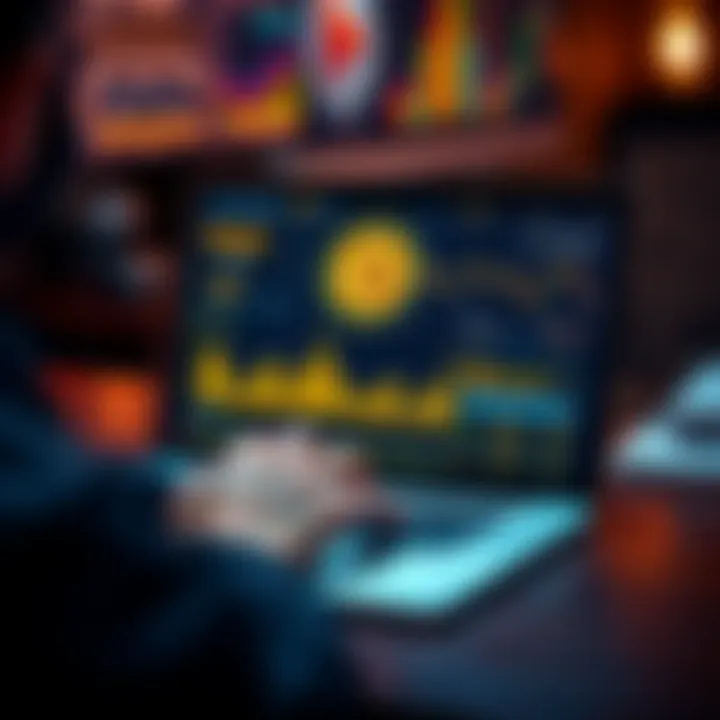 A person using a laptop to access their Bitcoin wallet, displaying a digital interface filled with cryptocurrency information.