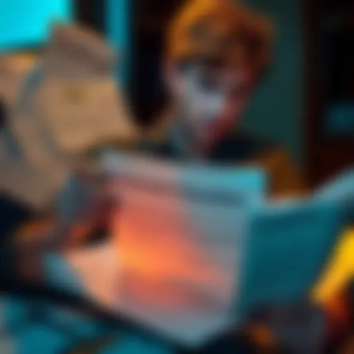 A frustrated person reading a notice about account closure from Revolut, surrounded by financial documents like payslips and tax records.