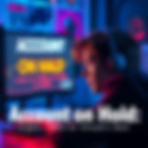 A frustrated person looking at their computer screen with a message about their account on hold