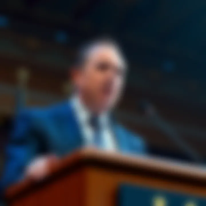 Adam Schiff speaking at a podium about a new bill to ban war and death bets in prediction markets.