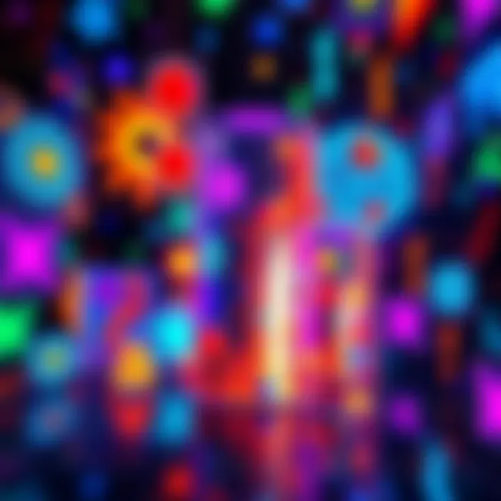A colorful display of AI-generated artwork with various shapes and styles, showcasing the creativity sparked by technology.