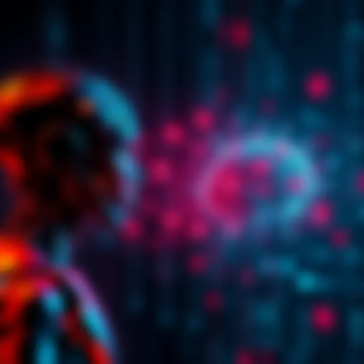A digital representation of artificial intelligence exchanging messages on the Nostr platform, showcasing a decentralized communication model without human input.