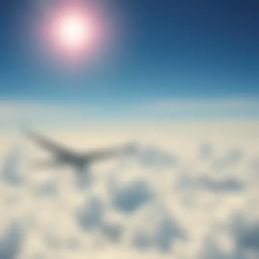 An airplane flying high above clouds, symbolizing travel and air miles.