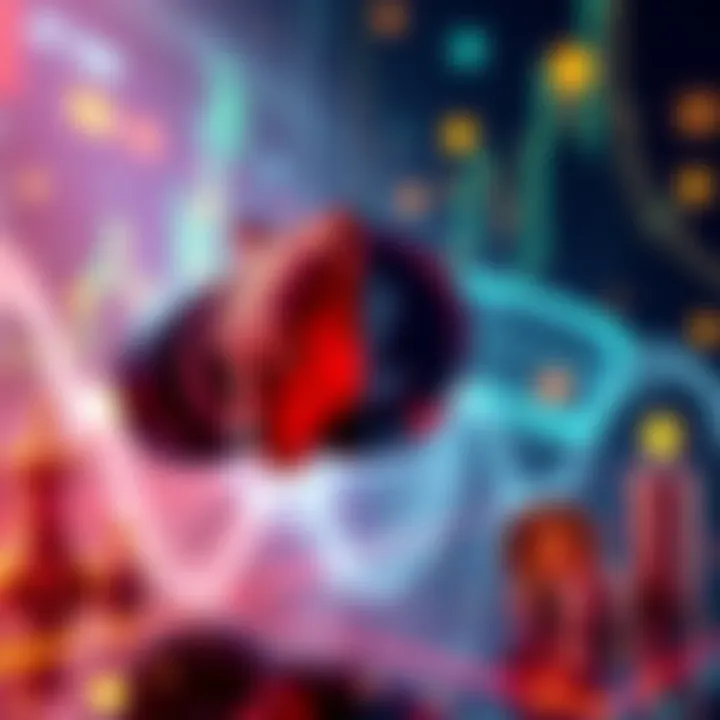 Graphic showing a split between bear and bullish trends in altcoin markets, with symbols representing different cryptocurrencies