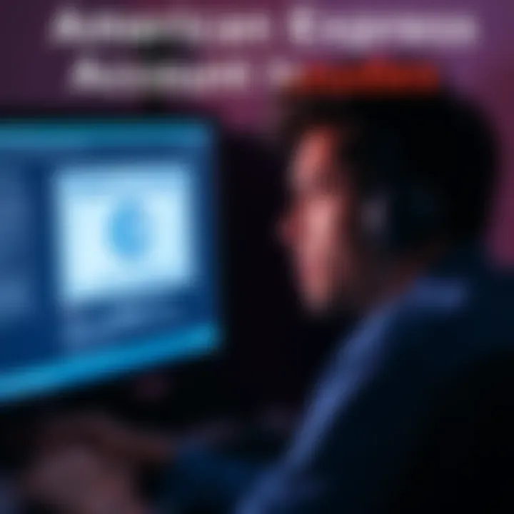 A frustrated person looking at a computer screen showing an error message while trying to add an American Express account.