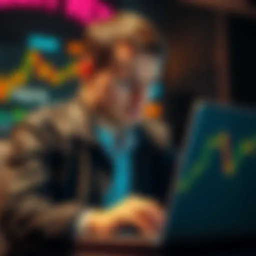 Andrew Tate looking concerned while checking cryptocurrency market trends on his laptop