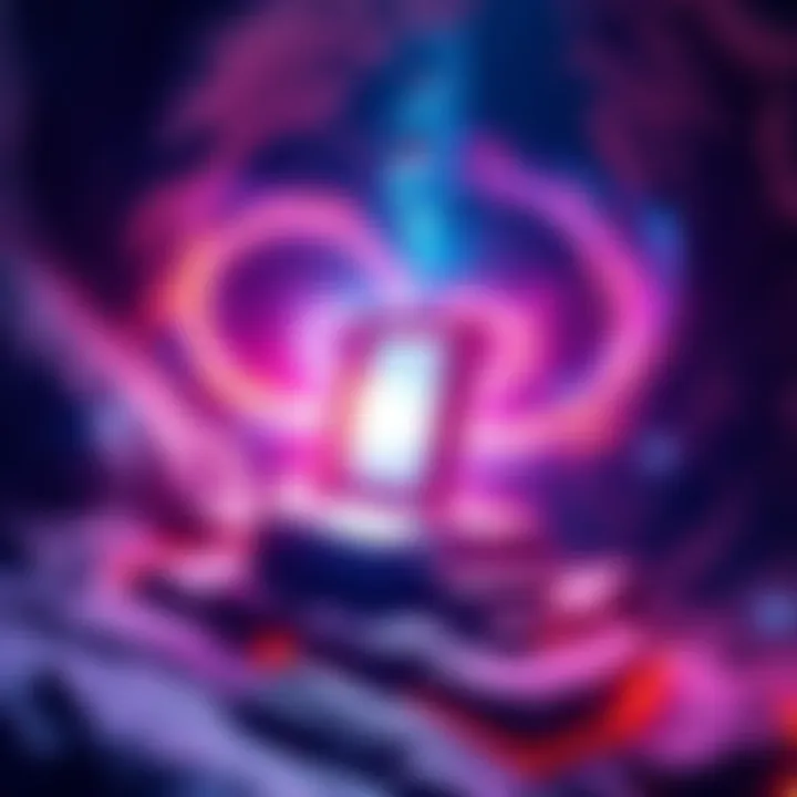 A visual representation of a vibrant and colorful portal symbolizing another dimension, surrounded by swirling cosmic elements.