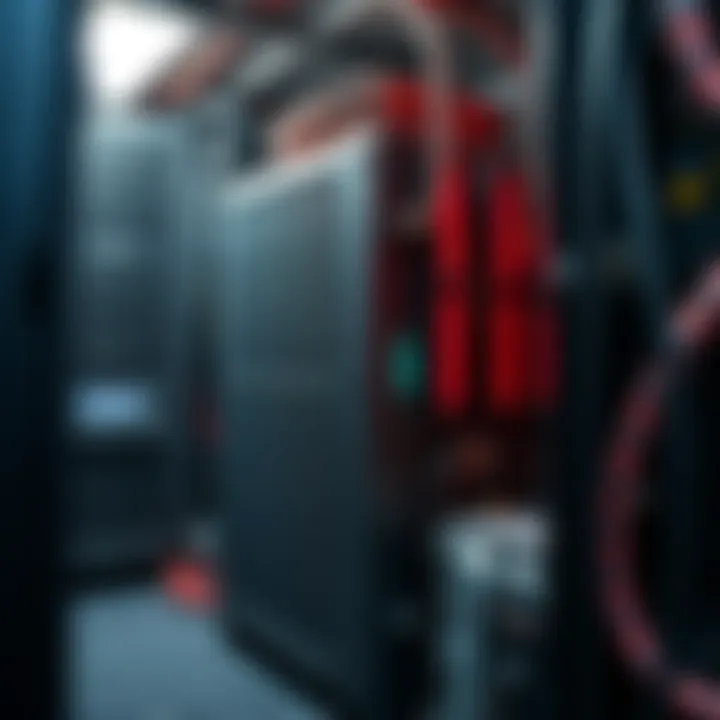 Antminer S23 Hyd 3U mining rig operating with cooling systems in a data center