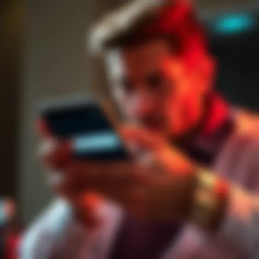 A frustrated person using a smartphone showing an error message on the app while trying to update information.