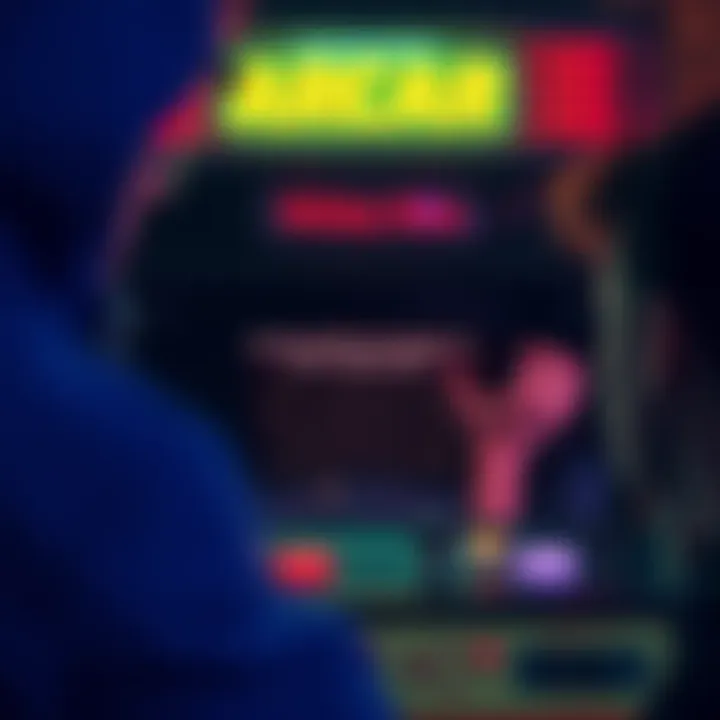 An arcade machine displaying an error message while players look confused