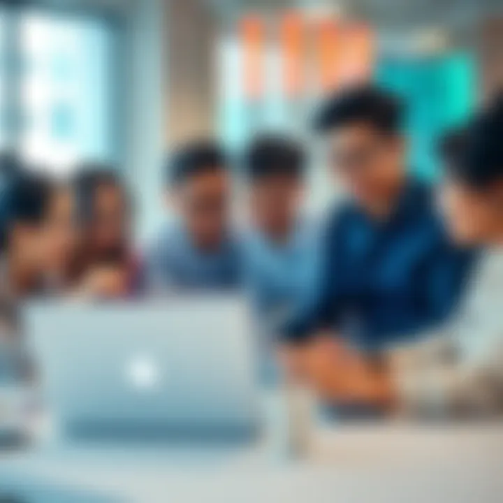 A diverse group of Asian crypto traders discussing strategies over laptops and charts in a bright workspace