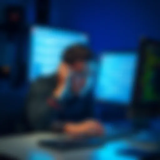 A person frustrated while trying to access the Atlas Arcade platform on a computer, with error messages on the screen.