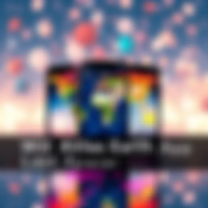 A screenshot of the Atlas Earth app showing a vibrant virtual map with interactive elements and user engagement features.