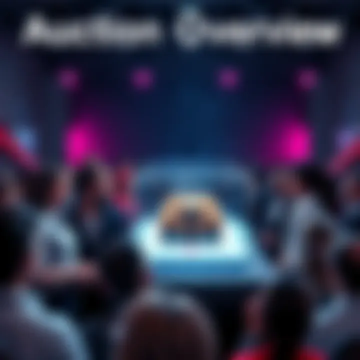 Auction Item Overview A unique auction item on display with a crowd of people observing and bidding