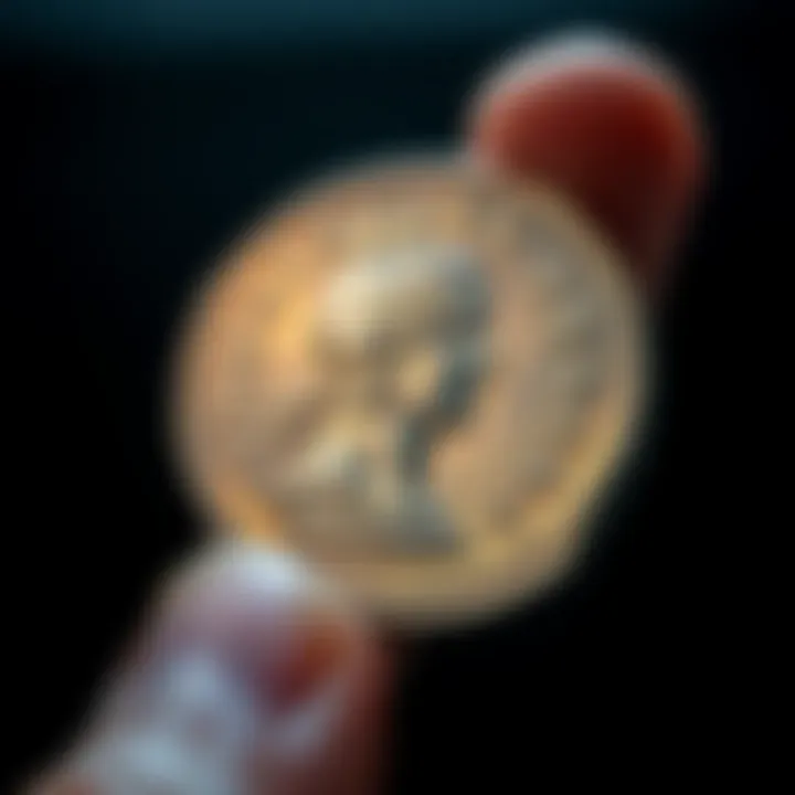 A shiny silver denarius coin from Augustus featuring the Signis Receptis design on one side, held in a person's hand, gleaming under light.
