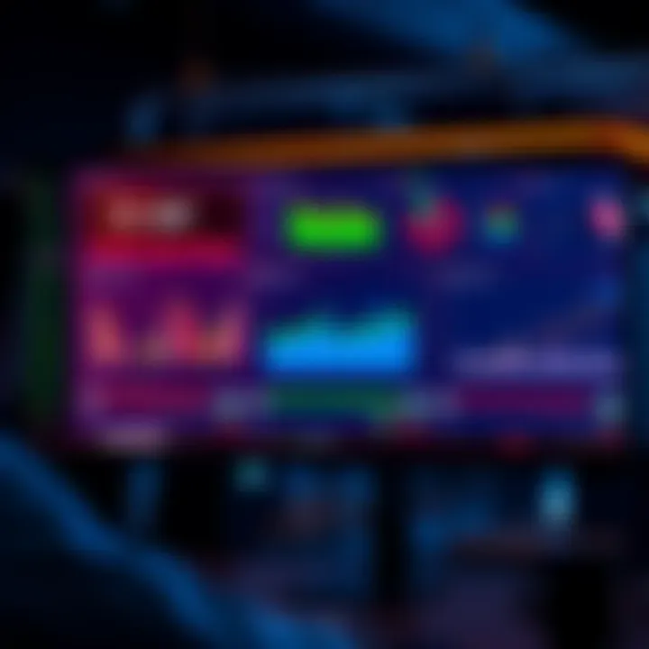 A computer screen displaying dashboards and alerts for monitoring DeFi positions, showcasing data analytics and liquidity graphs.