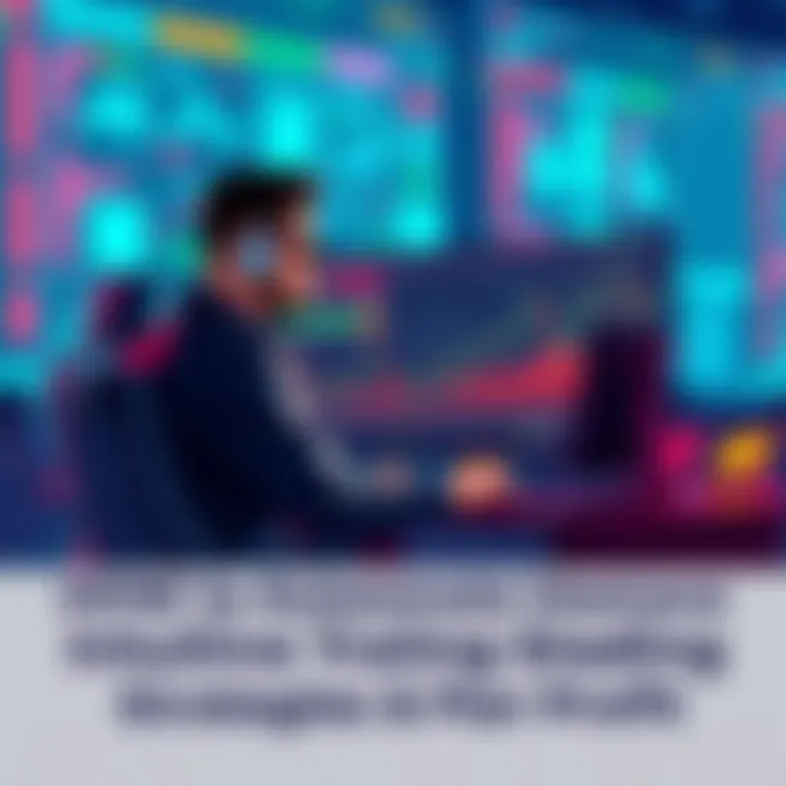An illustration showing a trader using a computer with trading charts on the screen while robotic elements surround them, symbolizing automation and intuitive trading strategies.