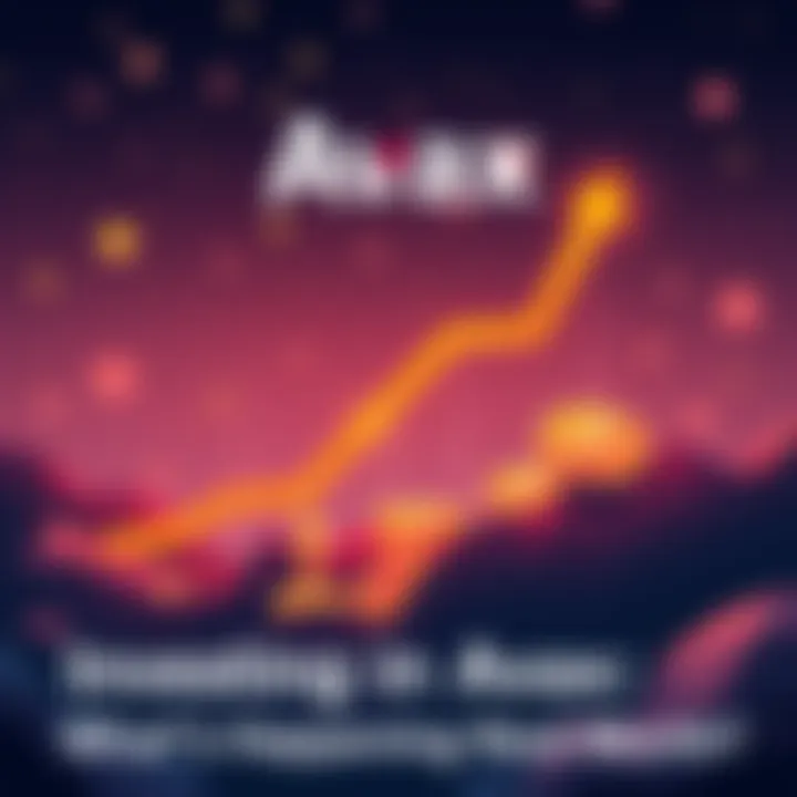 An illustration showing a rising graph with Avax logo and investment symbols, representing upcoming developments and investment opportunities in Avax.