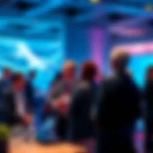 Group of aviation investors and experts sharing opinions on Neuron's 4DSKY application at a conference