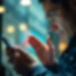 A person frustrated while looking at a banking app on their phone, indicating trust issues with the financial service