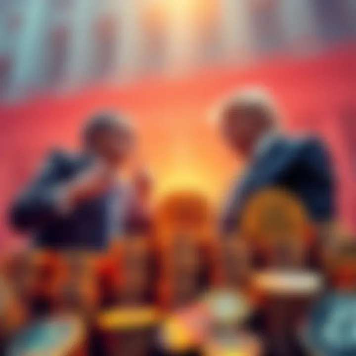 Bank executives discussing Trump’s Digital Asset Market Clarity Act amidst stacks of digital coins