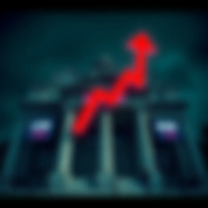 A graphic showing a bank building with low interest rate signs along with a rising inflation arrow, symbolizing the conflict in traditional finance.