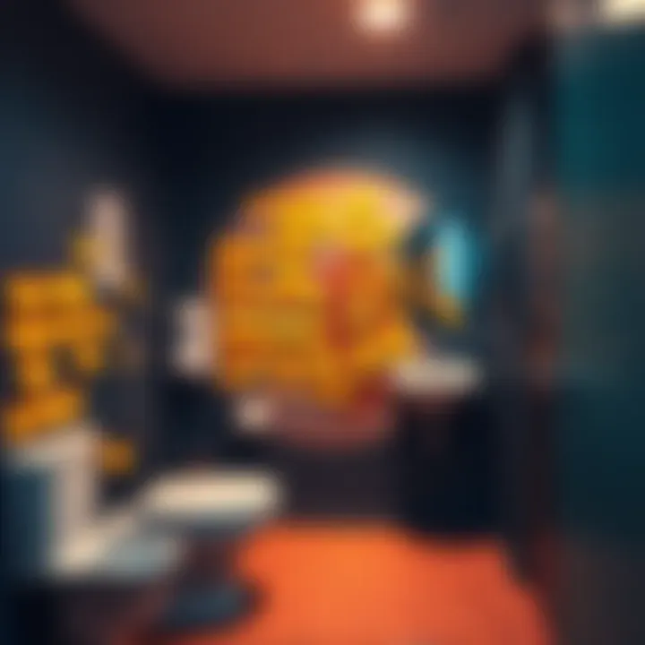 A mining operation's bathroom wall where bitcoin prices are recorded on sticky notes, showcasing a unique tracking method.