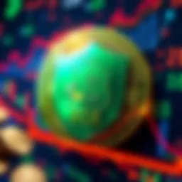 A visual representation of Bitcoin Cash logo with a shield symbolizing security against quantum threats, set against a backdrop of digital currency graphics.