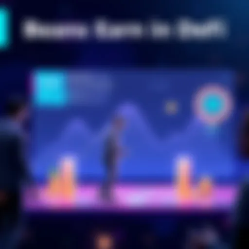 A graphic illustrating the Beans Earn platform showing borrowers and lenders engaged in transactions, with clear indicators of yield and security features, focusing on self-custody smart contracts.