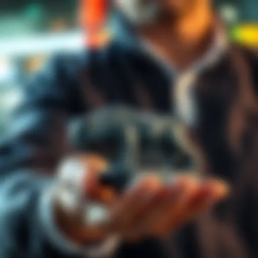A person holding a bull and bear figurine, symbolizing investment strategies during a market downturn.