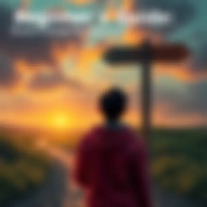 A person looking at a crossroads sign, contemplating different paths