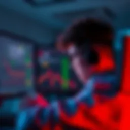 A stressed individual looking at a computer screen showing a cryptocurrency exchange, showing confusion about the wrong USDC deposit.