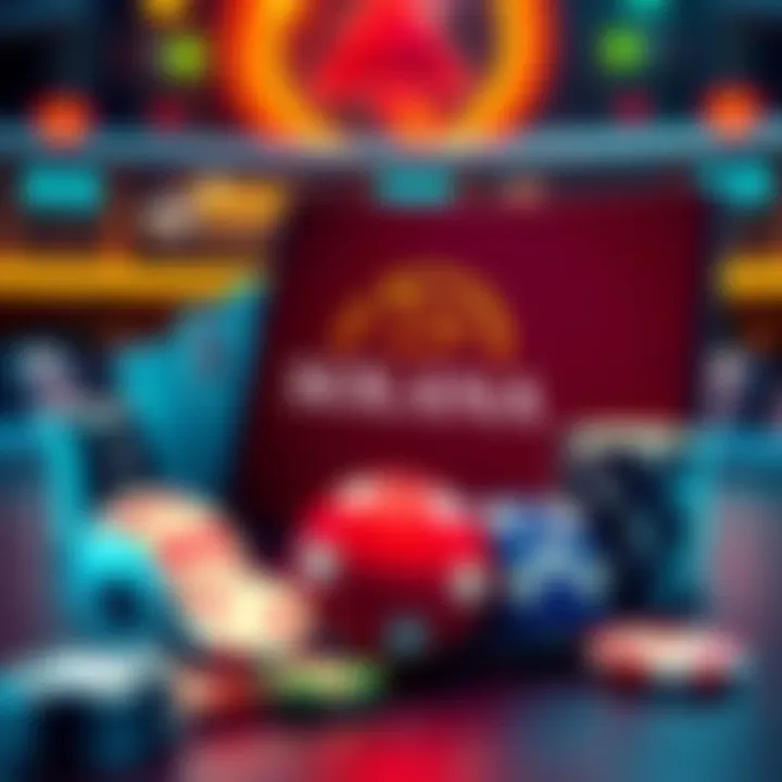 A graphic showing symbols of gambling like dice, cards, and chips with the Solana logo in the background, representing online gambling platforms.