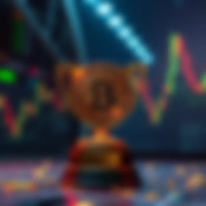 A trophy representing the Best Bitcoin ETF award for BTC, showcasing its significance in the cryptocurrency market.