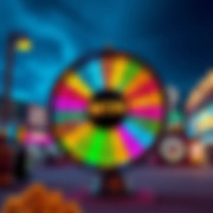 A colorful wheel spin showcasing a bid token win, symbolizing excitement for new features related to bidding on landmark locations.