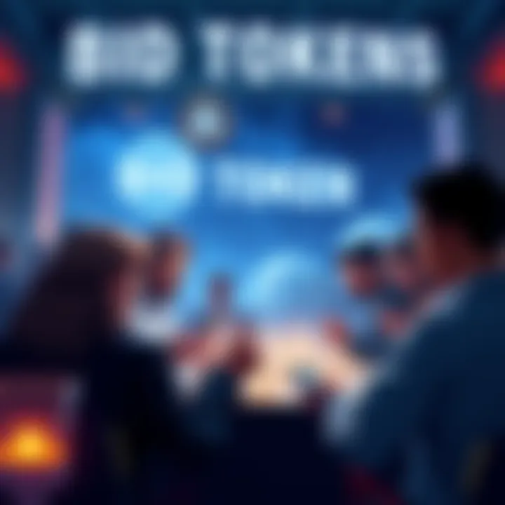 A group of Atlas Earth players discussing bid tokens and their value during a landmark auction