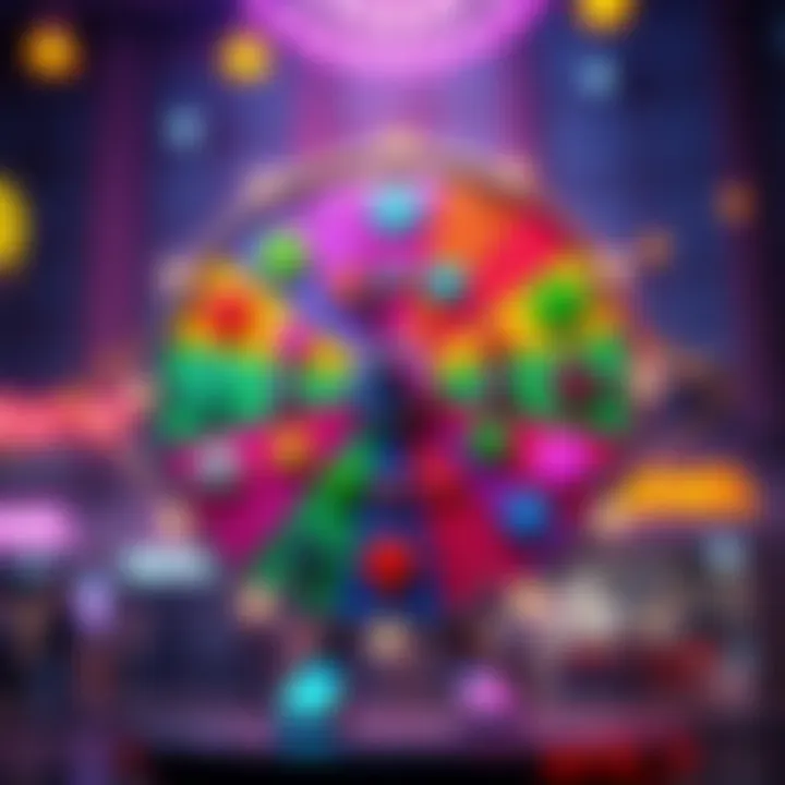 A colorful diamond wheel displaying various bid tokens designed to enhance user engagement and revenue generation.