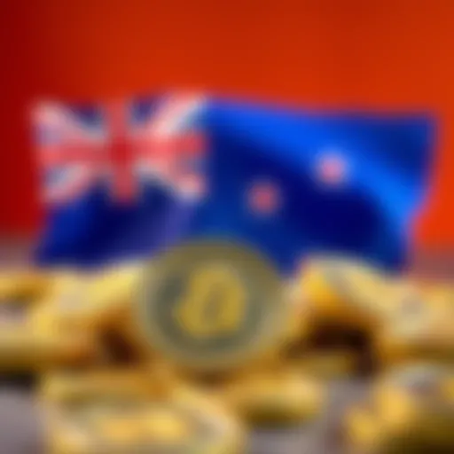 A close-up of bid tokens with the New Zealand flag in the background, illustrating their use in the AE platform.