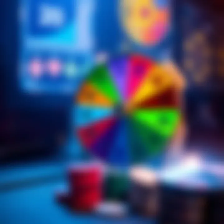 A colorful spinning wheel with bid tokens placed around it, highlighting their new use in the game.