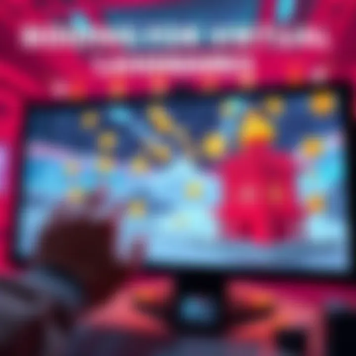 A player bidding on a virtual landmark with digital tokens displayed on the screen