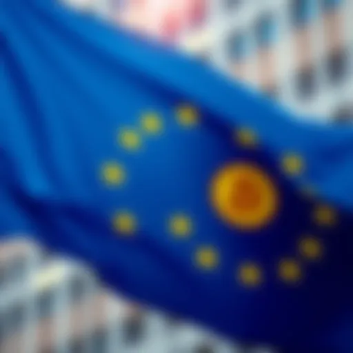 Binance logo next to an EU flag, symbolizing the licensing issue in Europe.