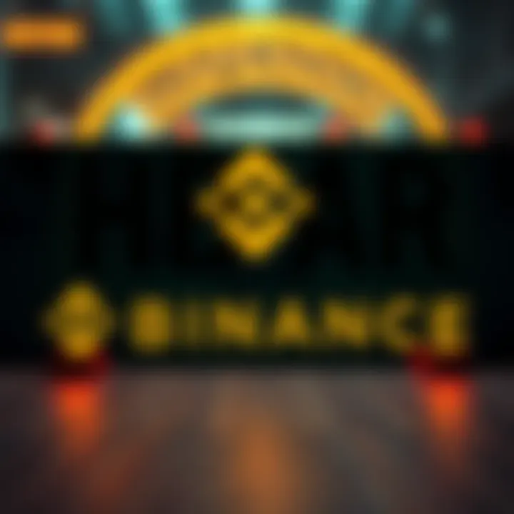 A graphic showing the Binance logo and the HBAR logo with a suspension sign in the background