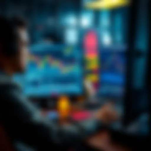 A trader analyzing market charts on a computer, focusing on Binance Trailing Orders for strategic trading.