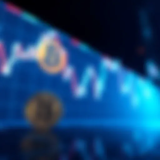 A downward trending chart representing Bitcoin prices with a Bitcoin symbol in the foreground, illustrating a market dip.