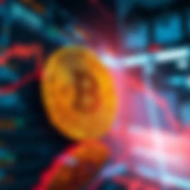 A graph showing Bitcoin's decline compared to a rise in tech stocks, indicating market trends.