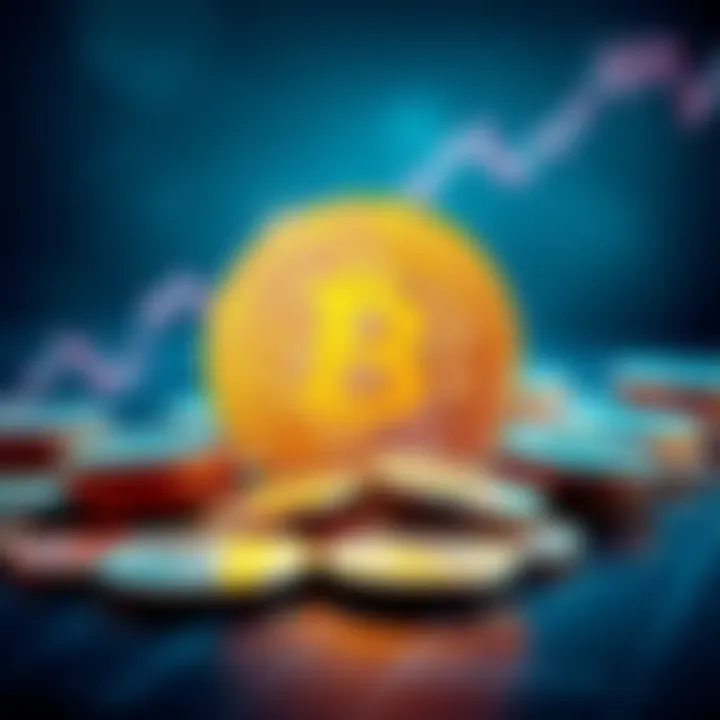 Bitcoin at 0.1 cent A visual representation of Bitcoin's value dropping to 0.1 cent, showing coins and a declining graph.