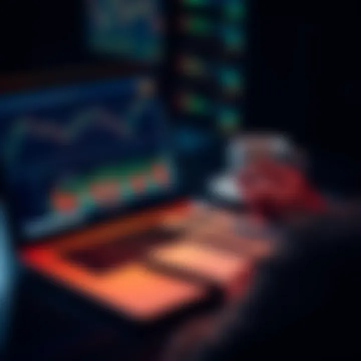 A person analyzing Bitcoin charts on a laptop with a notepad and a calculator, considering investment options,